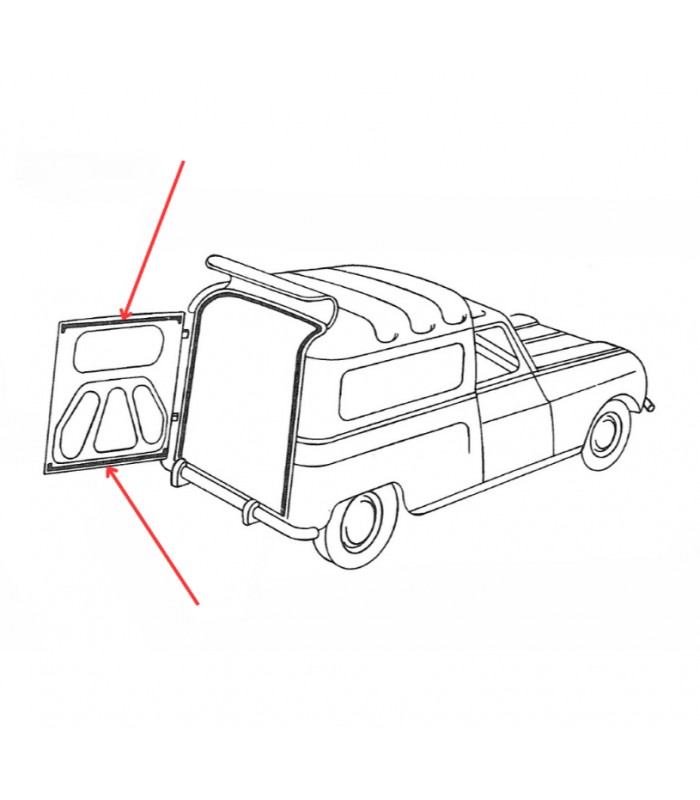 Joint d'étanchéité de porte Arrière Supérieur ou Inférieur - R4 / 4L Fourgonnette F4 - Réf 8239800 / 0823961500 - 1
