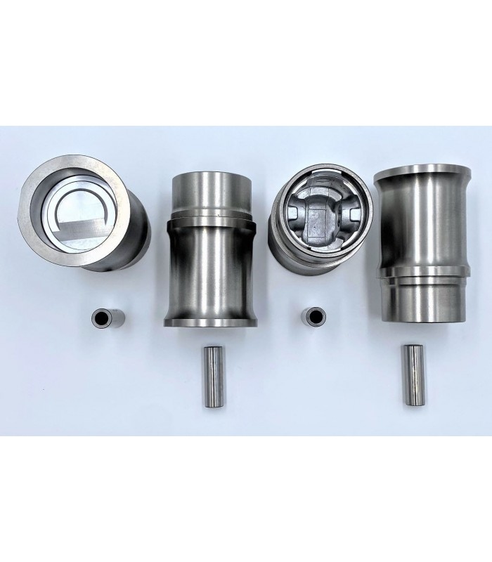 Jeu de 4 pistons et 4 chemises Ø 65mm avec segments et axes (Ø 18x57x11mm) - Moteur 956cm³ (Type C1C-08 / 689-10) - R4 / R5 TL -
